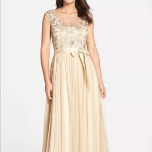 Aidan Mattox embellished tulle cap sleeve gown